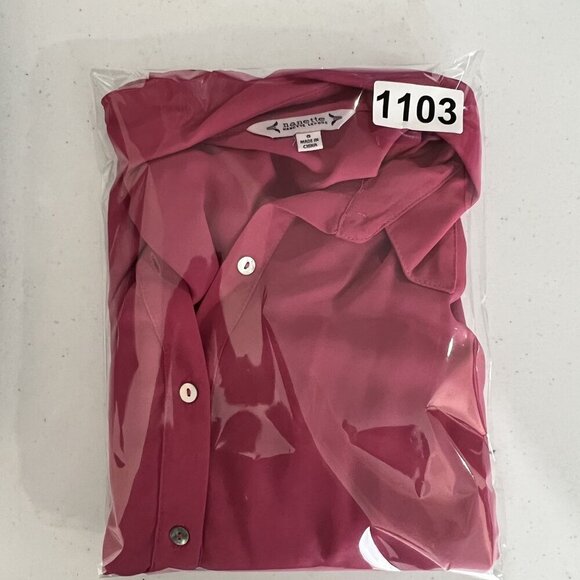 Nanette Lepore Womens S Pink Button Up Blouse 3/4 Balloon Puff Sleeves Office - Picture 13 of 13